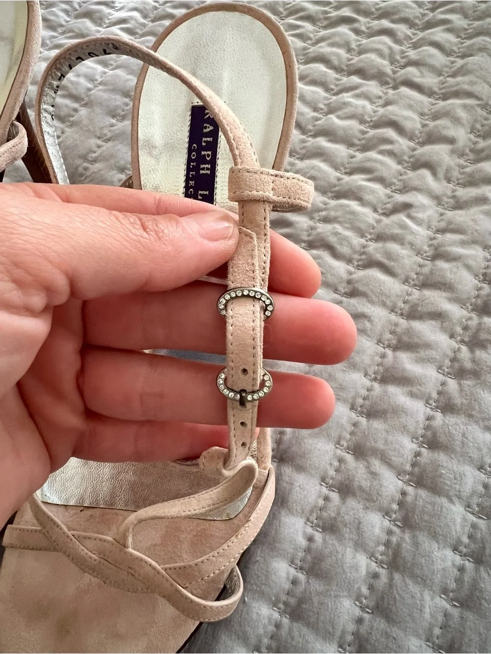 Ralph Lauren Blush Tan Suede Strappy Heels